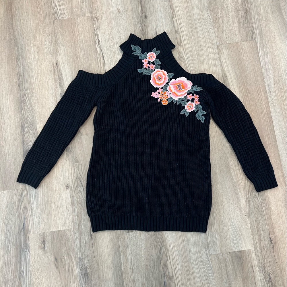 Floral Black Knit Sweater
